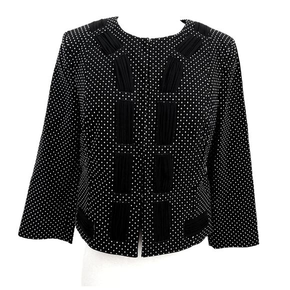 SALE Cabi #5156 Seaside Chic Cropped Polka Dot Chiffon Blazer Size 6 Black White - Picture 7 of 8